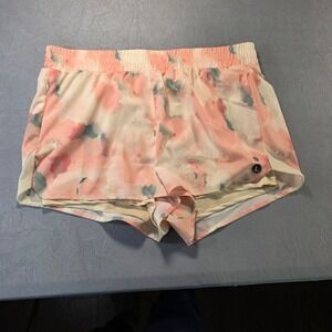 Traj3ctory Womens Watercolor Tie Dye Running‎ Shorts Pink Peach Blue Size L NWT